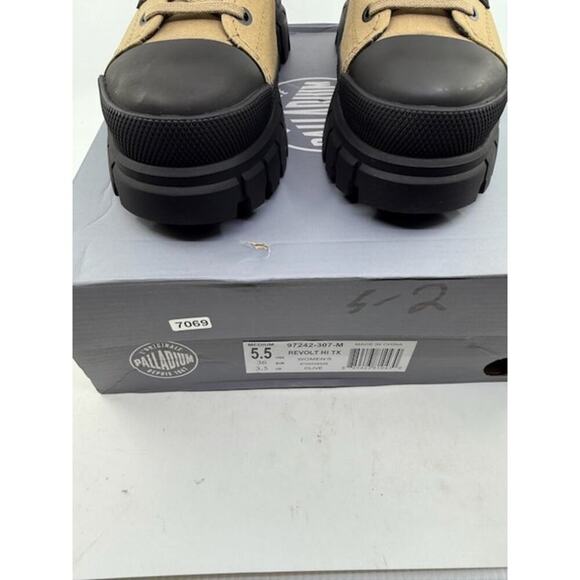 NEW Palladium Revolt Hi TX Lace Up Ankle Boot 97242-307-M Olive Womens Size 5.5 - Picture 8 of 9
